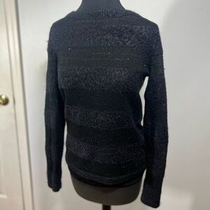 LOFT Black Textured Women's Sweater with sparkles